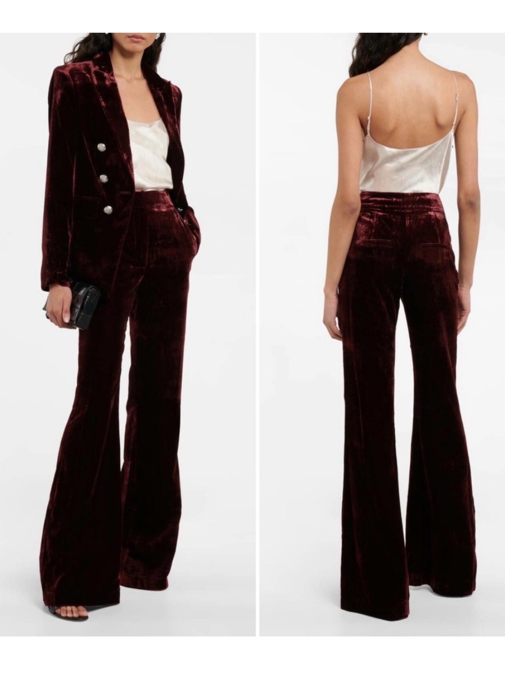 Veronica Beard LeBone Velvet Flared Pants 0